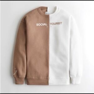 Social Tourist Women's Brown and White Sweatshirt